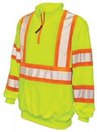 Tough Duck Men's Fleece ¼ Zip Safety Pullover Fluorescent Green - SJ19-FLGR