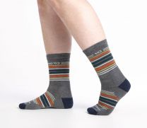 WIDE OPEN SOCKS Men's Multi Stripe Cushioned Micro Crew Lightweight Crew Sock Gray - 9005-GRAY