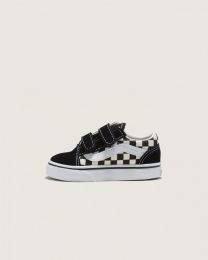 Vans Baby Old Skool V (Toddler) Sneaker, (Primary Check) Black/White