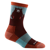 Darn Tough Women's Bear Town Micro Crew Lightweight with Cushion Hiking Sock Burgundy - 1970-BURGUNDY