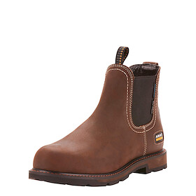ARIAT WORK Men's 6" Groundbreaker Chelsea Steel Toe Waterproof Work Boot Dark Brown - 10024983