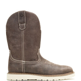 WOLVERINE Men's 10" Bronc Wedge Wellington Pull-On Waterproof EH SR Steel-Toe Full-grain Leather Work Boot Iron - W251084