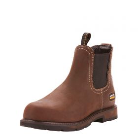 ARIAT WORK Men's 6" Groundbreaker Chelsea Steel Toe Waterproof Work Boot Dark Brown - 10024983