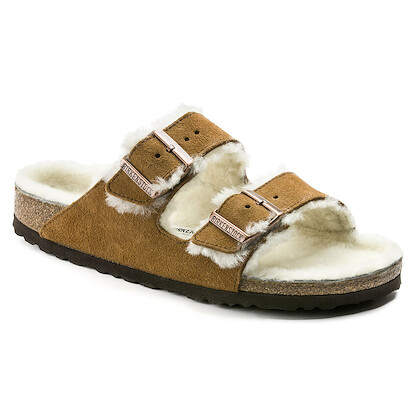 BIRKENSTOCK Unisex Arizona Shearling Mink Suede/Natural Shearling (regular width) - 1001128