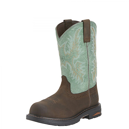 ARIAT WORK Women's 9" Tracey Composite Toe Waterproof Work Boot Brown/Aqua/Coral - 10015405