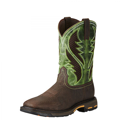 ARIAT WORK Men's 11" WorkHog VentTEK Composite Toe Work Boot Bruin Brown/Green - 10020084