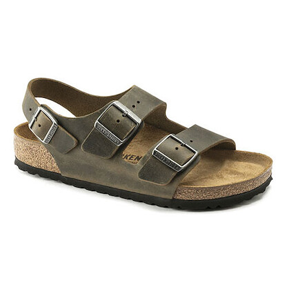 BIRKENSTOCK Unisex Milano Faded Khaki Oiled Leather (regular width) - 1019336