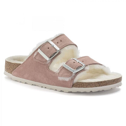 BIRKENSTOCK Women's Arizona Shearling Pink Clay/Natural (narrow width) - 1023258