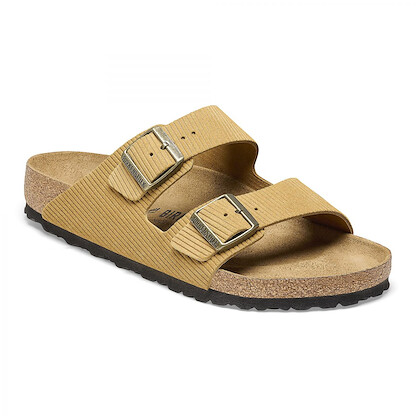 BIRKENSTOCK Women's Arizona Cork Brown Corduroy Suede (narrow width) - 1026104