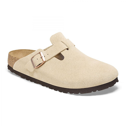 BIRKENSTOCK Women's Boston Latte Cream Suede (narrow width) - 1026164