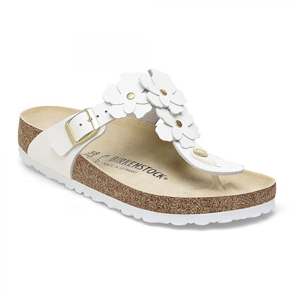 BIRKENSTOCK Women's Gizeh Flower White Leather (regular width) - 1026686