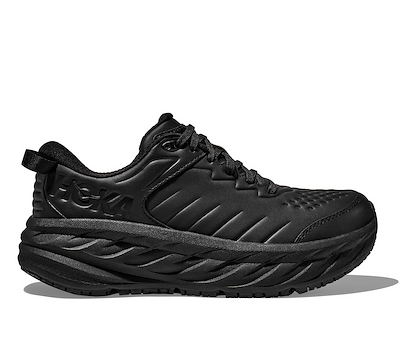 HOKA Men's Bondi SR Leather Slip Resistant Work Shoe Black/Black - 1110520-BBLC