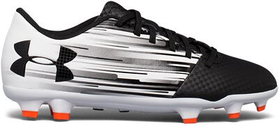 Under Armour Unisex Kids' Spotlight DL Firm Ground Jr. Cleats White/Phoenix Fire/Black - 1289542-162