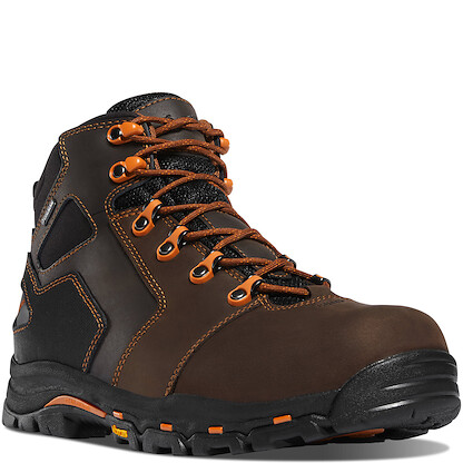 DANNER WORK Men's 4.5" Vicious Soft Toe EH Waterproof Work Boot Brown/Orange - 13858