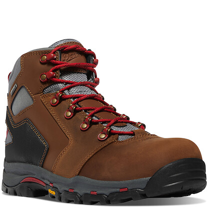 DANNER WORK Men's 4.5" Vicious Composite Toe Waterproof Work Boot Brown/Red - 13882