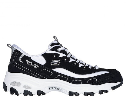 Skechers Women's Hands Free Slip-ins D'Lites Fan Girl Running Shoe Black/White - 150542-BKW