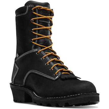 DANNER WORK Men's 8" Logger Soft Toe EH Waterproof Work Boot Black - 15431