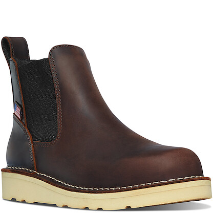 DANNER WORK Women's 5" Bull Run Soft Toe EH Chelsea Work Boot Brown - 15482