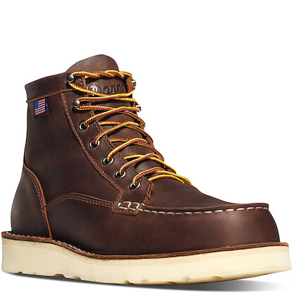 DANNER WORK Men's 6" Bull Run Moc Toe Steel Toe Work Boot Brown - 15564