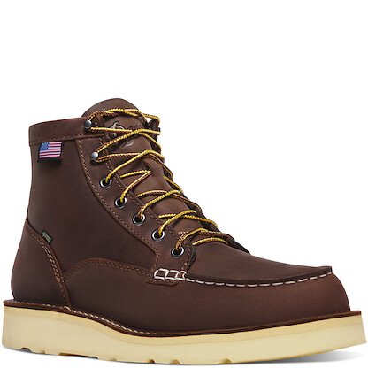 DANNER WORK Men's 6” Bull Run Soft Toe EH Waterproof Wedge Work Boot Brown - 15588