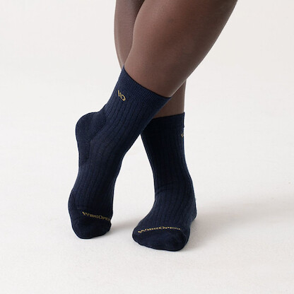 WIDE OPEN SOCKS Men's Solid Cushioned Micro Crew Sock Denim - 9001-DENIM