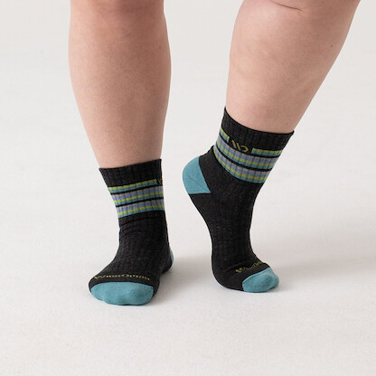 WIDE OPEN SOCKS Women’s Multi Stripe Cushioned Micro Crew Sock Charcoal - 9502-CHARCOAL