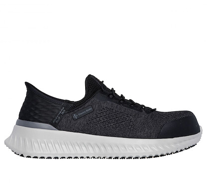 SKECHERS WORK Men's Slip-Ins Tilido - Troxin Composite Toe ESD Work Shoe Black/Gray -  200298-BKGY