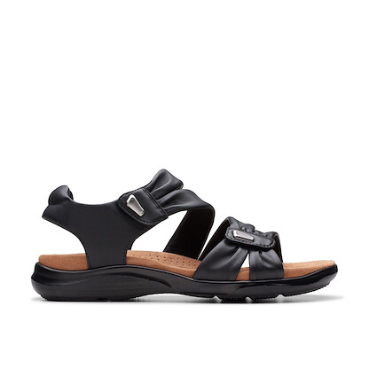 Clarks Women's Kitly Ave Sandal Black Leather 9 - 26177303