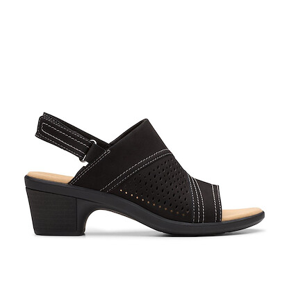 Clarks Women's Emily 2 Mist Sandal Black Nubuck - 26181674