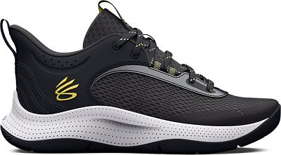 Under Armour Unisex Grade School UA 3Z 6 Basketball Shoes Jet Gray/Black/Metallic Gold- 3025091-100