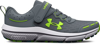 Under Armour Boys' Pre-School UA Assert 10 Alternate Closure Running Shoes Gravel/Glacier Blue/Lime Surge - 3026183-102