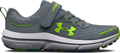 Under Armour Boyss' Pre-School UA Assert 10 Wide Alternate Closure Running Shoes Gravel/Glacier Blue/Lime Surge - 3026186-101