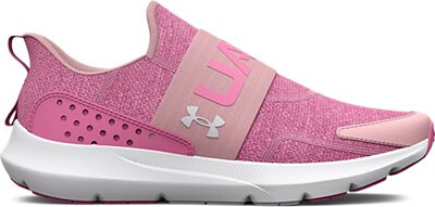 Under Armour Girls' Grade School UA Surge 3 Slip On Sneaker Prime Pink/Flamingo/Metallic Silver - 3026531-600