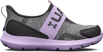 Under Armour Infant Girls' UA Surge 3 Slip On Sneaker Jet Gray/Nebula Purple/Jet Gray - 3026533-101