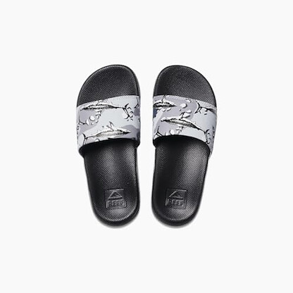 Reef Boy's Kids One Slide Sandal, Grey Camo Shark, 13 Big