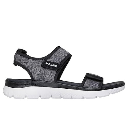 Skechers Women's SUMMITS - CUTEST ICON, Double Adjustable Band Heather Jersey Sandal, Black, 5.5W