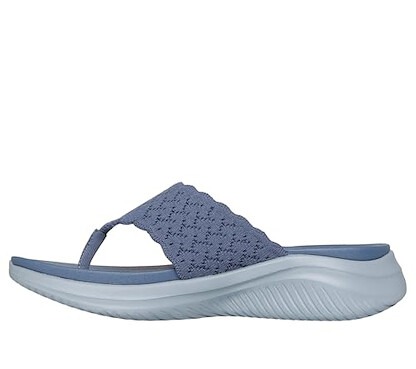 Skechers Women's ULTRA FLEX 3.0 - RYHTHM WAVES, Knit Thong Recovery Sandal, Slate, 12M