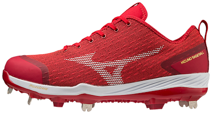 Mizuno Men's Dominant 4 Low Metal Baseball Cleat Red/White - 320667.1000
