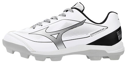 Mizuno Youth Cushionrevo Diamond Jr Low Baseball Cleat White/Black - 320709.0090