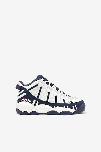 FILA Unisex Kids' Stackhouse Spaghetti Basketball Shoes White/Fila Navy/Fila Red - 3BM00783-125