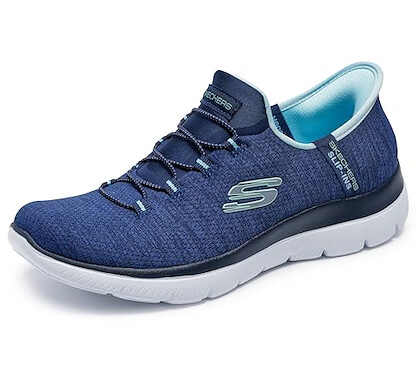 Skechers Sport Women's Women's Hands Free Slip-INS Summits-Everyday Set Sneaker, NVAQ=Navy/Aqua, 8.5