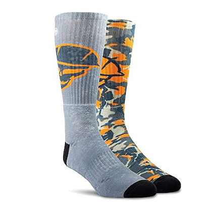 ARIAT Unisex Roughneck Graphic Crew Work Socks Grey/Orange 2-Pair Pack - AR2534-090