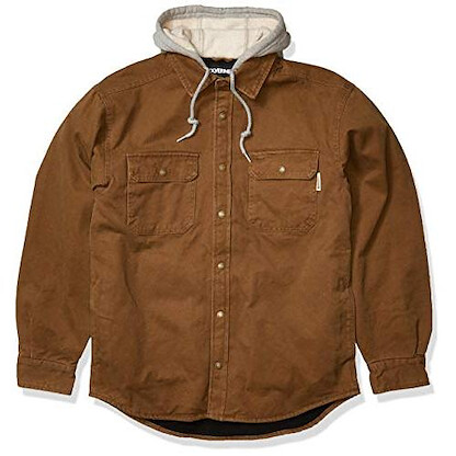 Wolverine mens Overman Fleece Lined Cotton Duck Canvas Hooded Shirt Jacket