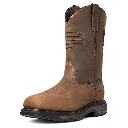 ARIAT WORK Men's 11" WorkHog XT Patriot Carbon Toe Waterproof Work Boot Distressed Brown - 10036002