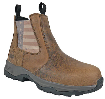 HOSS Men's Old Glory Composite Toe EH Pull-On Work Boot Brown - 50411