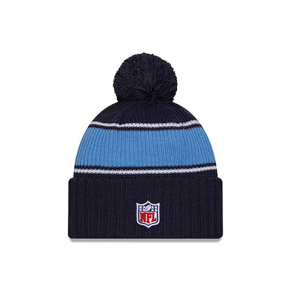New Era Men's Navy Tennessee Titans 2024 Sideline Cuffed Knit Hat with Pom
