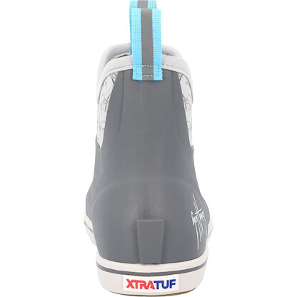 Men's Ankle Deck Boot Guy Harvey, Grey And Sailfish Sketch, Size 14(M)