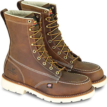 Thorogood Men's American Heritage 8" Moc Toe MAXWear 90™ Steel Toe Work Boot Brown Trail Crazyhorse Leather - 804-4378