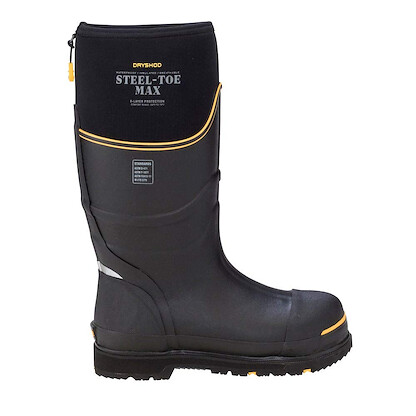 DRYSHOD WORK Men's Steel Toe Max Cold Conditions Protective Work Boot Black/Yellow - STM-UH-BK