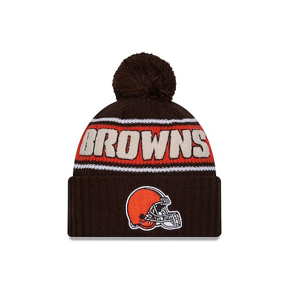 New Era Men's Brown Cleveland Browns 2024 Sideline Cuffed Knit Hat with Pom Brown - 60549502